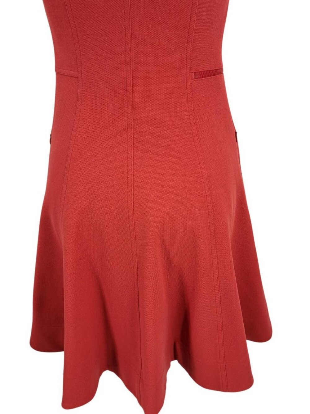 Akris Punto Red Ponte Knit Sleeveless Fit & Flare Dress Size 2 Career Snap - Picture 5 of 12